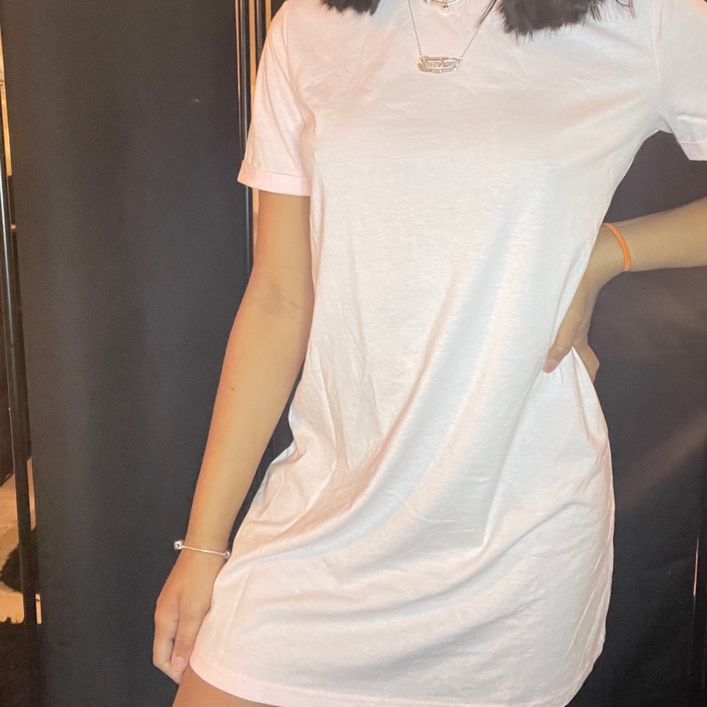 Baby pink T-shirt dress